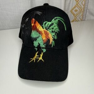 Golden Lion Rooster  Cap One Size Fits All Black NWOT